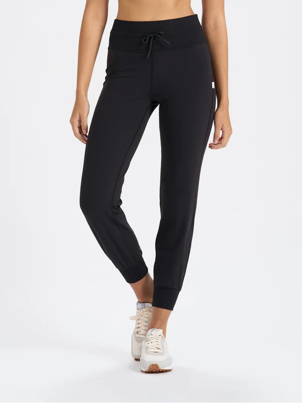 Vuori Daily Jogger Black Pants High Rise Ribbed Waistband Drawstring Size XS